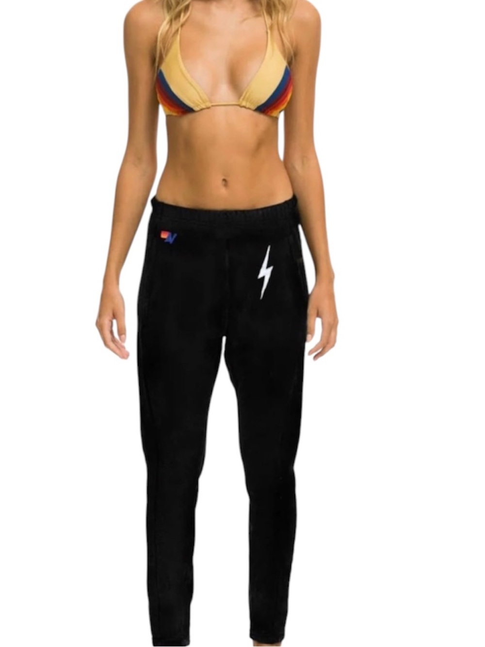 Aviator Nation Bolt Stitch Black Joggers W White Lightning Bolt Full Length soft